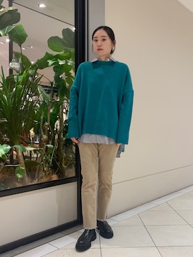 「ビッグシャツ」｜「アイテム（ブーツ）」を使った、とやまさん（レディース・162cm）の秋コーディネート
