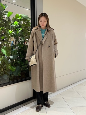 「URBAN RESEARCH（アーバンリサーチ）のアイテム（ステンカラーコート）」を使った、とやまさん（レディース・162cm）の冬コーディネート
