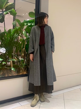 「グレンチェック」｜「アイテム（その他アウター）」を使った、とやまさん（レディース・162cm）の冬コーディネート