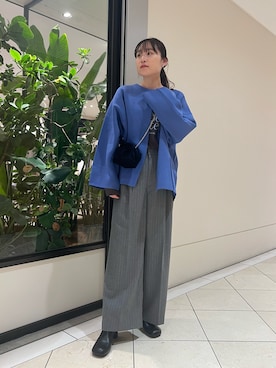 「URBAN RESEARCH（アーバンリサーチ）のストライプワイドパンツ（その他パンツ）」を使った、とやまさん（レディース・162cm）の冬コーディネート
