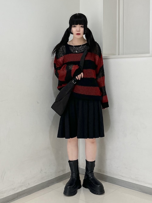 ★LOOKCOVER★Tab ボーダーモヘアニット (2色) unisex 下北沢KILLERS,,PUNKモヘアセーター,ボーダーモヘアニット