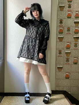 「WEGO（ウィゴー）のアイテム（チュニック）」を使った、胡桃さん（レディース・164cm）の秋コーディネート