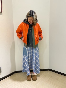 「パーカー」｜「アイテム（MA-1）」を使った、nagipiiさん（レディース・163cm）の冬コーディネート