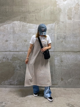 「AVIREX（アヴィレックス）の直営店限定 ×ニューエラ ポロキャップ USA国旗/AVIREX×NEW ERA 9TWENTY POLO CAP U.S.A FLAG」を使った、nagipiiさん（レディース・163cm）の夏コーディネート