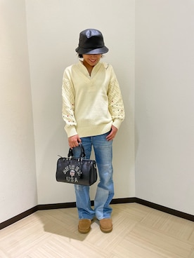 「AVIREX（アヴィレックス）のアイテム（ハット）」を使った、nagipiiさん（レディース・163cm）の冬コーディネート