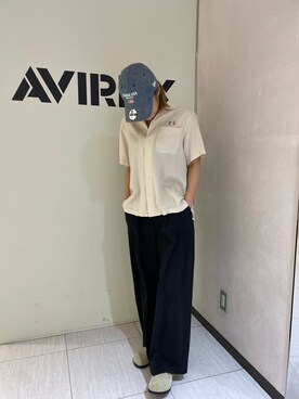 「AVIREX（アヴィレックス）の直営店限定 ×ニューエラ ポロキャップ USA国旗/AVIREX×NEW ERA 9TWENTY POLO CAP U.S.A FLAG」を使った、nagipiiさん（レディース・163cm）の春コーディネート