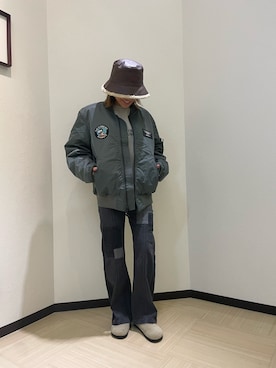 「AVIREX（アヴィレックス）のアイテム（ハット）」を使った、nagipiiさん（レディース・163cm）の秋コーディネート