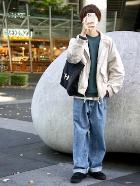 「MONKEY TIME（モンキータイム）のアイテム（スウェット）」を使った、じいさん（メンズ・172cm）の冬コーディネート