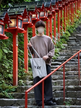 「貴船神社」｜じいさん（メンズ・172cm）の秋コーディネート