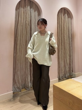「mystic（ミスティック）のアイテム（その他パンツ）」を使った、miyauchi kanaさん（レディース・147cm）の秋コーディネート