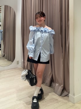 「mystic（ミスティック）のアイテム（トートバッグ）」を使った、miyauchi kanaさん（レディース・147cm）の春コーディネート