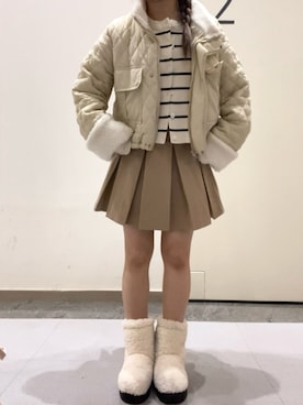「韓国コーデ」｜「アイテム（ブルゾン）」を使った、KANAさん（レディース・147cm）の冬コーディネート