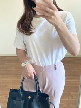 「gu」｜「アイテム（スラックス）」を使った、haruさん（レディース・150cm）の夏コーディネート