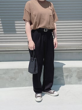 「MY THINKS（マイシンクス）のアイテム」を使った、鮒さん（レディース・153cm）の春コーディネート