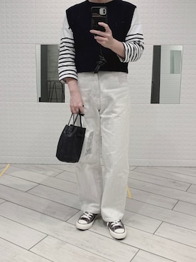 「MY THINKS（マイシンクス）のアイテム」を使った、鮒さん（レディース・153cm）の秋コーディネート