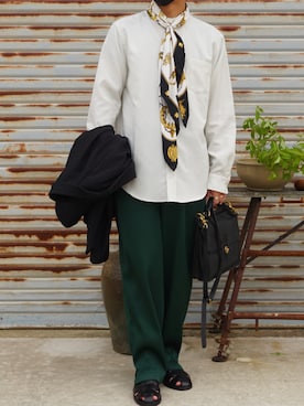 「アイテム（ストール/ショール）」を使った、PNさん（メンズ・172cm）の春コーディネート