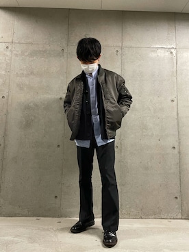 「アイテム（MA-1）」を使った、maron🌰さん（メンズ・169cm）の冬コーディネート