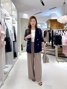 「アイテム（テーラードジャケット、ブルー系）」を使った、SEKIGUCHI.Rさん（レディース・160cm）の秋コーディネート