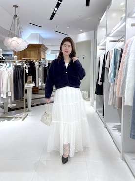 「アイテム（ノーカラージャケット）」を使った、SEKIGUCHI.Rさん（レディース・160cm）の秋コーディネート