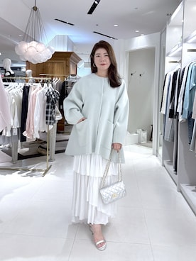 「アイテム（ノーカラーコート）」を使った、SEKIGUCHI.Rさん（レディース・160cm）の秋コーディネート