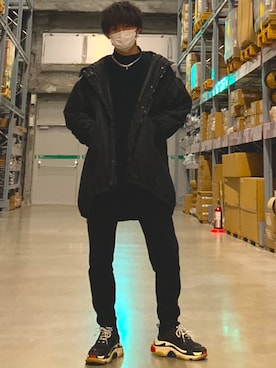 「MARCELO BURLON（マルセロ・バーロン）のアイテム（アクセサリー）」を使った、かやけんさん（メンズ・173cm）の冬コーディネート