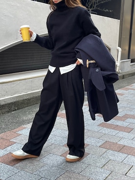「タートルネック」｜「アイテム（ダッフルコート）」を使った、ANNAさん（レディース・158cm）の冬コーディネート