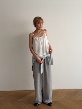 「CANAL JEAN（キャナルジーン）のOUVIR　デュアルレースビスチェ（キャミソール、ホワイト系）」を使った、ANNAさん（レディース・158cm）の夏コーディネート