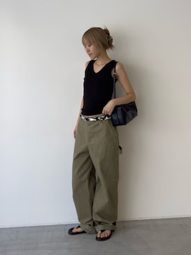 「CANAL JEAN（キャナルジーン）のdiggity　ボックスショルダーバッグ（ショルダーバッグ、ブラック系）」を使った、ANNAさん（レディース・158cm）の夏コーディネート