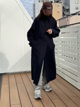「CANAL JEAN（キャナルジーン）のアイテム（ステンカラーコート）」を使った、ANNAさん（レディース・158cm）の冬コーディネート