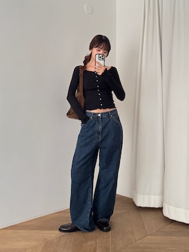 「アイテム（ローファー）」を使った、ANNAさん（レディース・158cm）の夏コーディネート
