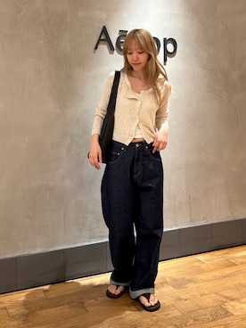 「CANAL JEAN（キャナルジーン）のEl mar　ベルト付きショルダーバッグ（ショルダーバッグ、ブラック系）」を使った、ANNAさん（レディース・158cm）の夏コーディネート