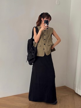 「アイテム（シュシュ）」を使った、ANNAさん（レディース・158cm）の夏コーディネート
