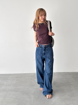 「CANAL JEAN（キャナルジーン）のLakey Park　ドローコードバックパック（バックパック/リュック、グレー系）」を使った、ANNAさん（レディース・158cm）の夏コーディネート