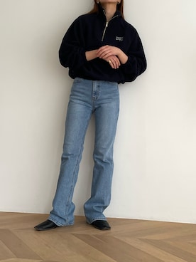 「CANAL JEAN（キャナルジーン）のアイテム（セットアップ）」を使った、ANNAさん（レディース・158cm）の冬コーディネート