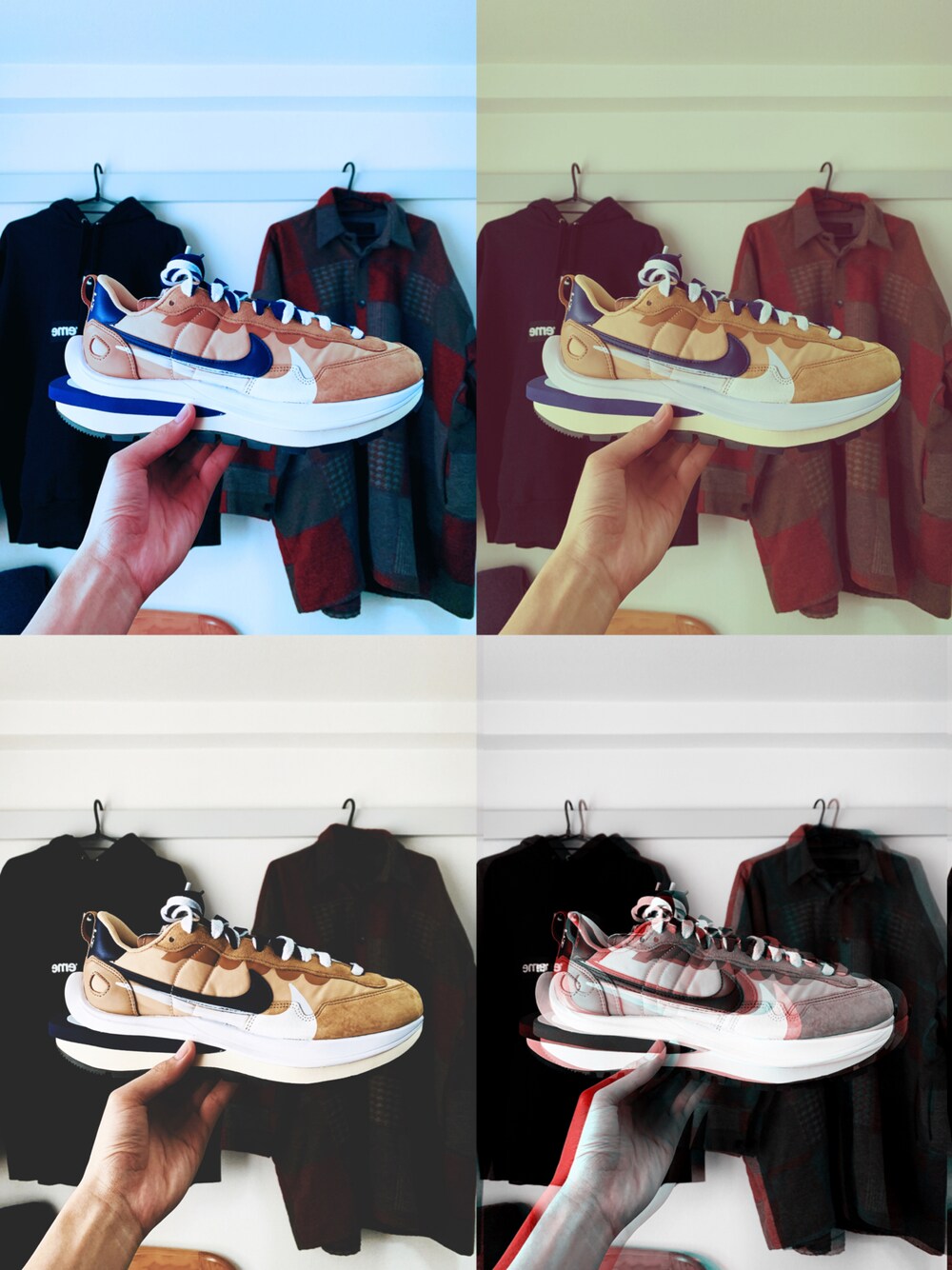 「スニーカー、NIKE、sacai、NIKE×sacai、vaporwaffle」｜「NIKEのアイテム（スニーカー、ベージュ系）」を使った、shoheiさん（メンズ・174cm）の春コーディネートの1枚目の写真