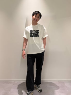 「GLOBAL WORK（グローバルワーク）のサラサラ快適DRYプリントTシャツ/636407（Tシャツ/カットソー、ホワイト系）」を使った、きむさん（メンズ・168cm）の夏コーディネート