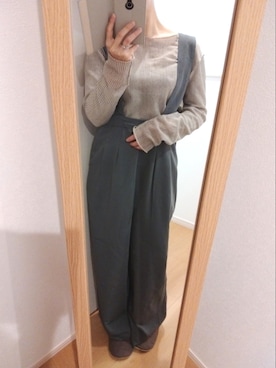 「select MOCA by son（セレクトモカバイソン）のアイテム（オールインワン・サロペット）」を使った、mさん（レディース・150cm）の冬コーディネート