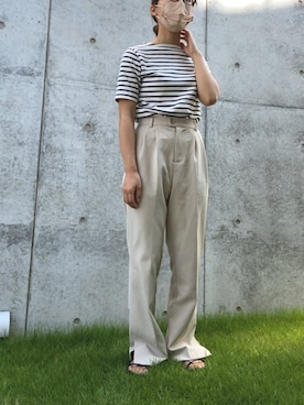 「RETRO GIRL（レトロガール）のタックセミフレアパンツ（その他パンツ）」を使った、メイさん（レディース・158cm）の秋コーディネート