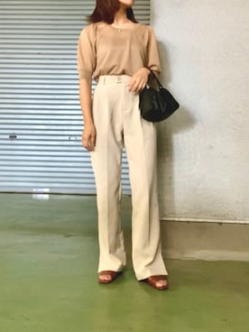 「RETRO GIRL（レトロガール）のタックセミフレアパンツ（その他パンツ）」を使った、メイさん（レディース・158cm）の秋コーディネート
