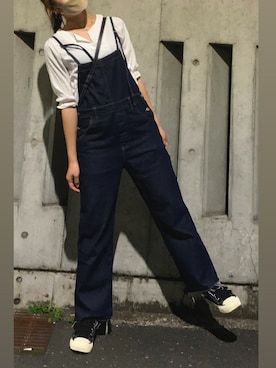 「Simplicite（サンプリシテ）のアイテム（オールインワン・サロペット）」を使った、ぱくぱくぱくちー🌿さん（レディース・163cm）の春コーディネート
