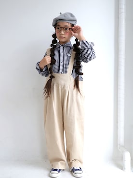 「antiqua（アンティカ）のアイテム（オールインワン・サロペット）」を使った、antiquatoy  officialさん（キッズ・125cm）の秋コーディネート