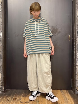 「rps（アールピーエス）のアイテム（スニーカー）」を使った、あさぽんさん（レディース・162cm）の夏コーディネート