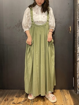 「rps（アールピーエス）のアイテム（ジャンパースカート）」を使った、あさぽんさん（レディース・160cm）の夏コーディネート