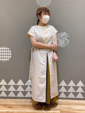 「Samansa Mos2 blue」｜「アイテム（ジャンパースカート）」を使った、み🦥さん（レディース・156cm）の夏コーディネート
