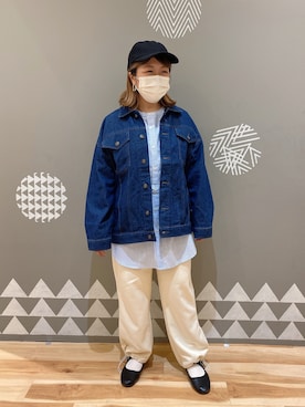 「Samansa Mos2 blue（サマンサモスモスブルー）のアイテム（キャップ）」を使った、み🦥さん（レディース・156cm）の秋コーディネート