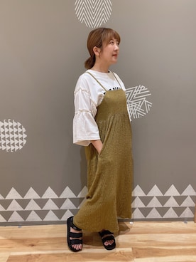 「袖フリル」｜「アイテム（ワンピース/ドレス）」を使った、み🦥さん（レディース・156cm）の夏コーディネート