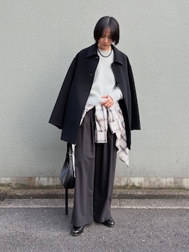 「アイテム（ステンカラーコート）」を使った、mackeyさん（レディース・160cm）の秋コーディネート