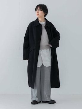 「アイテム（ステンカラーコート）」を使った、mackeyさん（レディース・160cm）の夏コーディネート