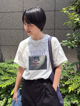 「URBAN RESEARCH（アーバンリサーチ）の別注/Disney/プリントT-SHIRTS（Tシャツ/カットソー、その他）」を使った、mackeyさん（レディース・160cm）の夏コーディネート