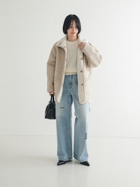 「アイテム（ムートンコート）」を使った、mackeyさん（レディース・160cm）の冬コーディネート